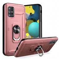 Champion Magnetic Metal Ring Stand 360 degree Rotation Cover for Samsung A51 5G - Rose Gold