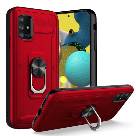 Champion Magnetic Metal Ring Stand 360 degree Rotation Cover for Samsung A51 5G - Red