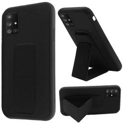 Samsung Galaxy A71 5G Foldable Magnetic Kickstand Vegan Case Cover - Black