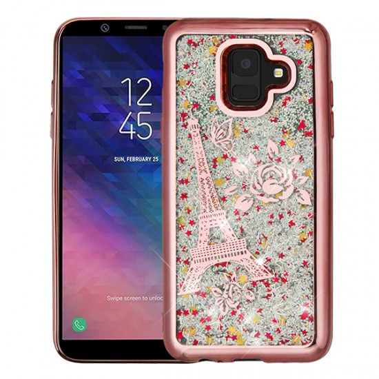 Rose Gold Electroplating/Eiffel Tower/Silver Confetti Quicksand Glitter Hybrid Protector Cover