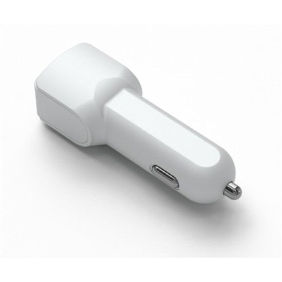 2 IN 1 FAST CAR CHARGER FOR IPHONE 5/6/7/XS WHITE