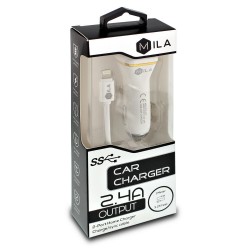 MILA 2.4A DUAL USB CAR CHARGER WITH LIGHTNING CABLE