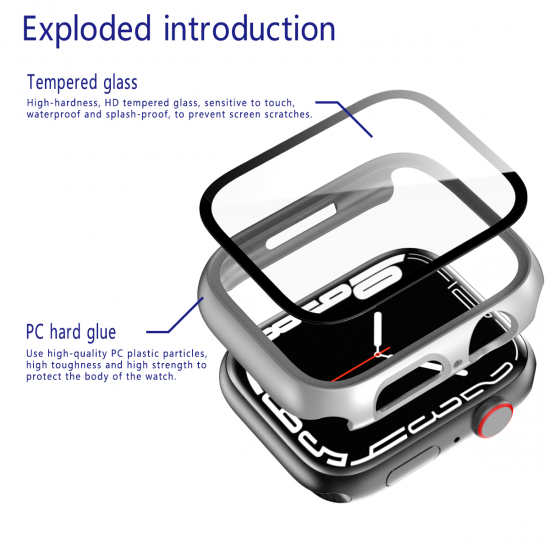 CASE WITH TEMPERED GLASS FOR APPLE WATCH SERIES 7 45MM - RED CASE WITH TEMPERED GLASS FOR APPLE WATCH SERIES 7 45MM - RED