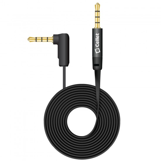   Cellet 5 Foot (1.5 meter) Premium Flat Wire 3.5mm to 3.5mm Right Angle Pin Auxiliary Audio Cable