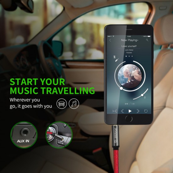 ESOILK 4FT NYLON BRAIDED AUX CABLE-RED