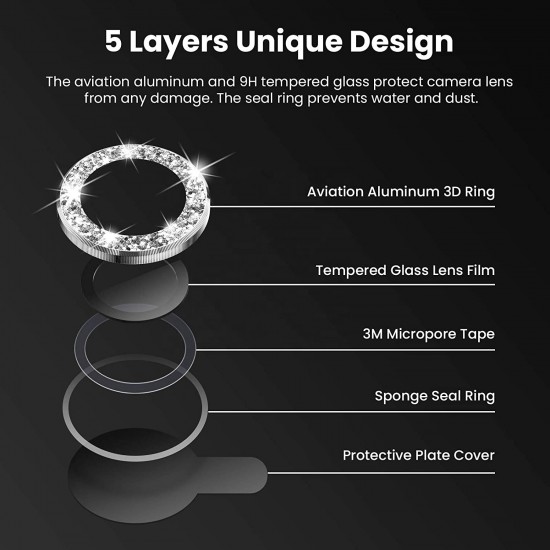 DIAMOND CAMERA LENS PROTECTOR FOR IPHONE 13 AND 13 MINI_GOLD