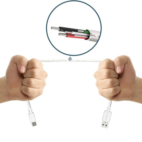 EC30P-V8-5FT-WHITE ESOULK 5FT NYLON BRAIDED FASTER CHARGING CABLE