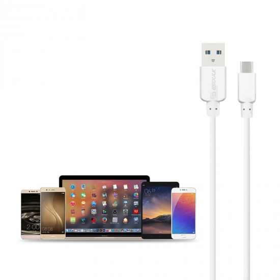 EC30P-TPC-WHITE ESOULK 5FT NYLON BRAIDED FASTER CHARGING CABLE