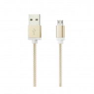 DC21-MICROGD - REIKO 3.0FT NYLON BRAIDED MICRO USB CHARGING & SYNC DATA CABLE FOR ANDROID PHONES  IN  GOLD                   