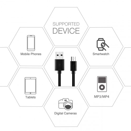  DC27B-MICROBK - REIKO 3.3FT PVC MATERIAL MICRO USB 2.0 DATA CABLE IN BLACK AND LUXURY PACKAGING 