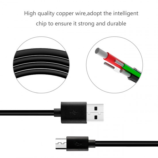  DC27B-MICROBK - REIKO 3.3FT PVC MATERIAL MICRO USB 2.0 DATA CABLE IN BLACK AND LUXURY PACKAGING 