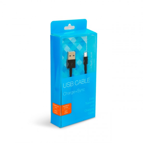  DC27B-MICROBK - REIKO 3.3FT PVC MATERIAL MICRO USB 2.0 DATA CABLE IN BLACK AND LUXURY PACKAGING 