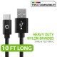 CELLET - BRAIDED TYPE C CABLE 10FT - BLACK