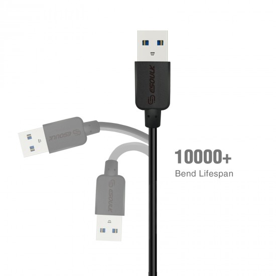 EC30P-i7-5FT-BLACK ESOULK 5FT NYLON BRAIDED FASTER CHARGING CABLE 
