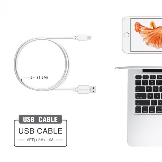 EC30P-i7-5FT-WHITE-ESOULK 5FT NYLON BRAIDED FASTER CHARGING CABLE 