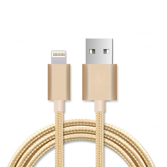 DC28-8PBK - 3.3FT METAL CONNECTOR & NYLON BRAIDED 8 PIN USB 2.0 DATA CABLE IN GOLD