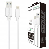 EC30P-i7-5FT-WHITE-ESOULK 5FT NYLON BRAIDED FASTER CHARGING CABLE 