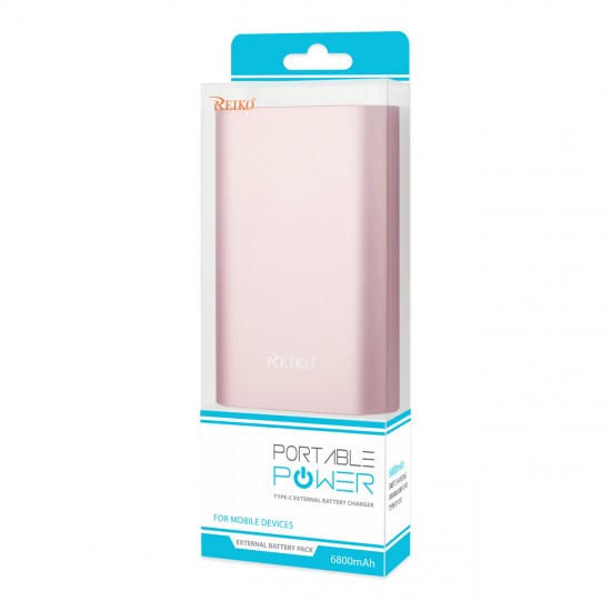 REIKO 2A5V 6800MAH UNIVERSAL POWER BANK WITH MICRO CABLE AND DURAL OUTPUT PORT IN ROSE GOLD   