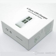 4-PORT USB POWER ADAPTER AC 10W 2.1A WALL CHARGER US / EU PLUG WITH LED  LIGHT IPHONE/IPOD/IPAD/SAMSUNG